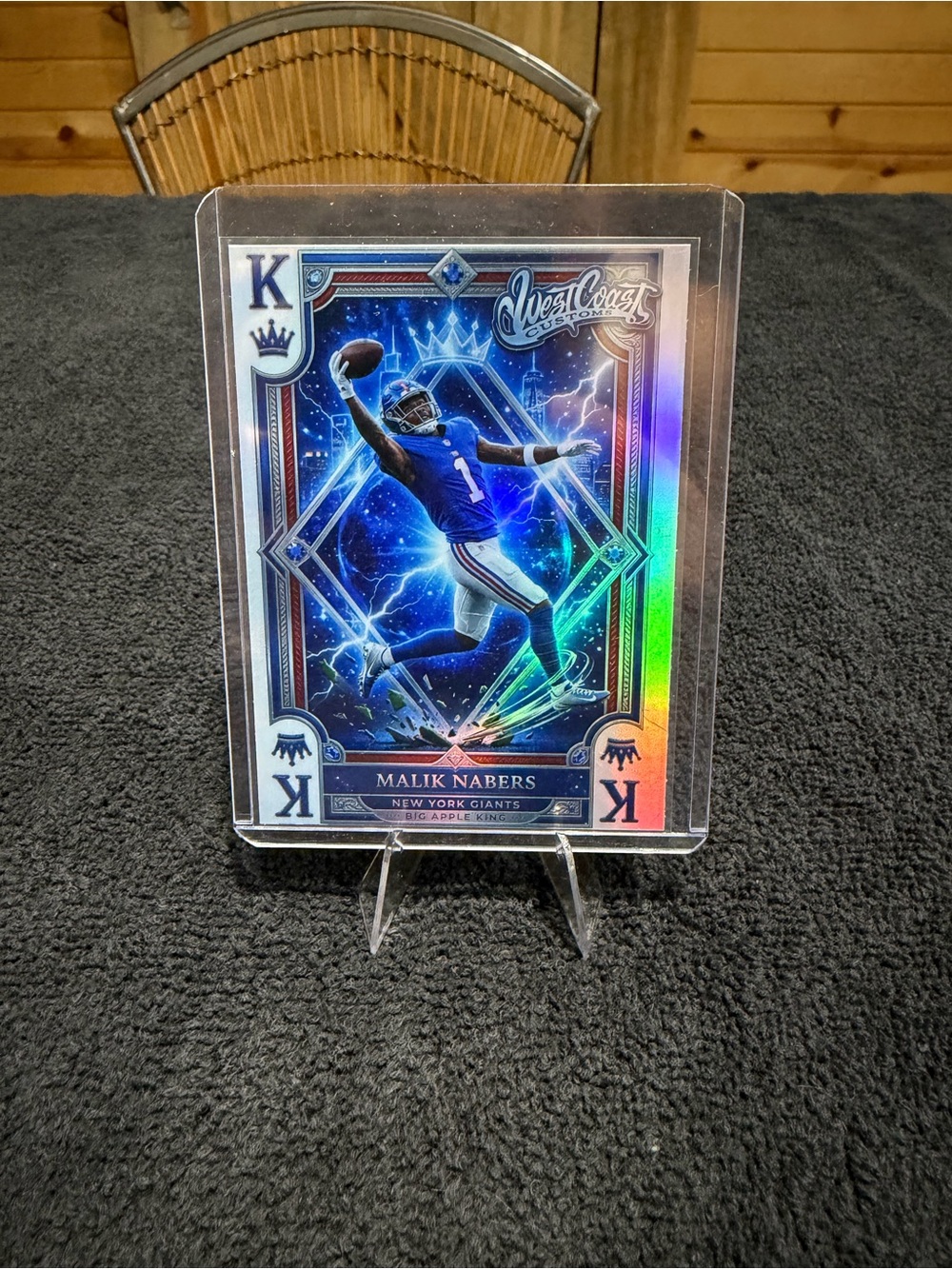 Malik Nabers Football Trading Card - Blue Holographic Design